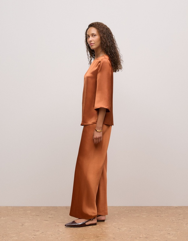 Trenery - Satin Relaxed Blouse in Sierra