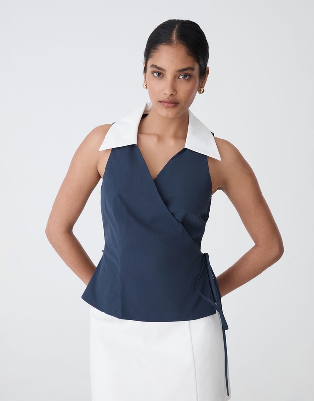 Forcast - Layla Collared Wrap Top