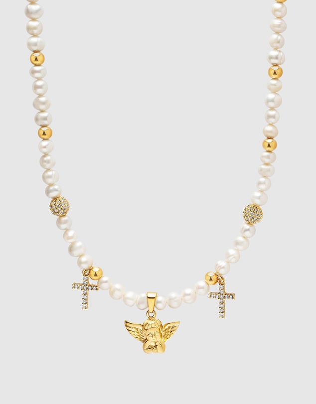 Nialaya Jewellery - Men's Angel Pearl Choker