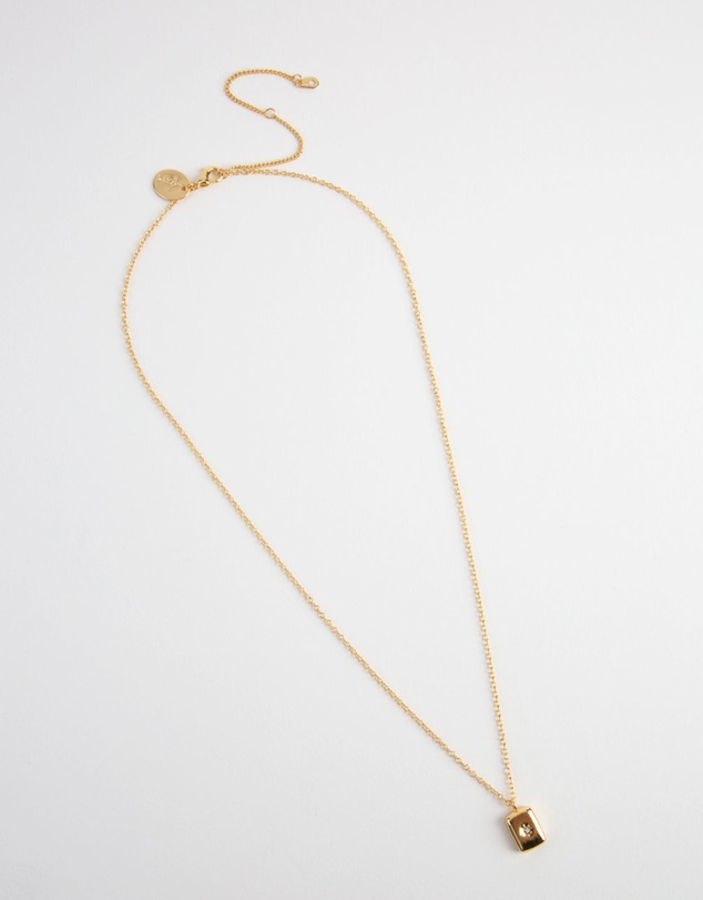 Lovisa - Gold Crystal Rectangle Locket Necklace