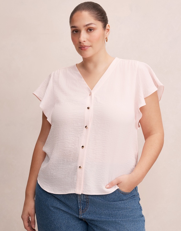 Forever New Curve - Cecilia Curve Flutter Sleeves Blouse