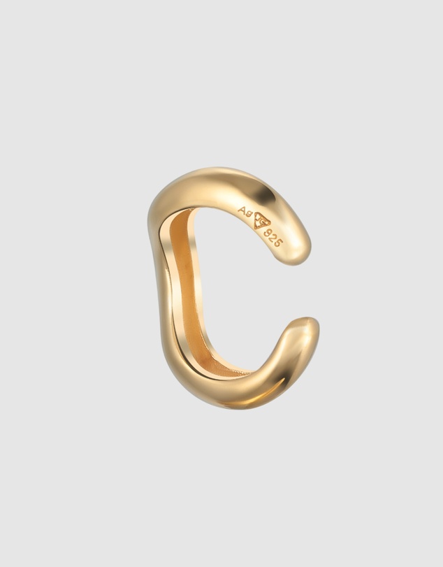 Elli Jewelry - Earrings Earcuff Waves Design in 925 Sterling Silver Gold Plated