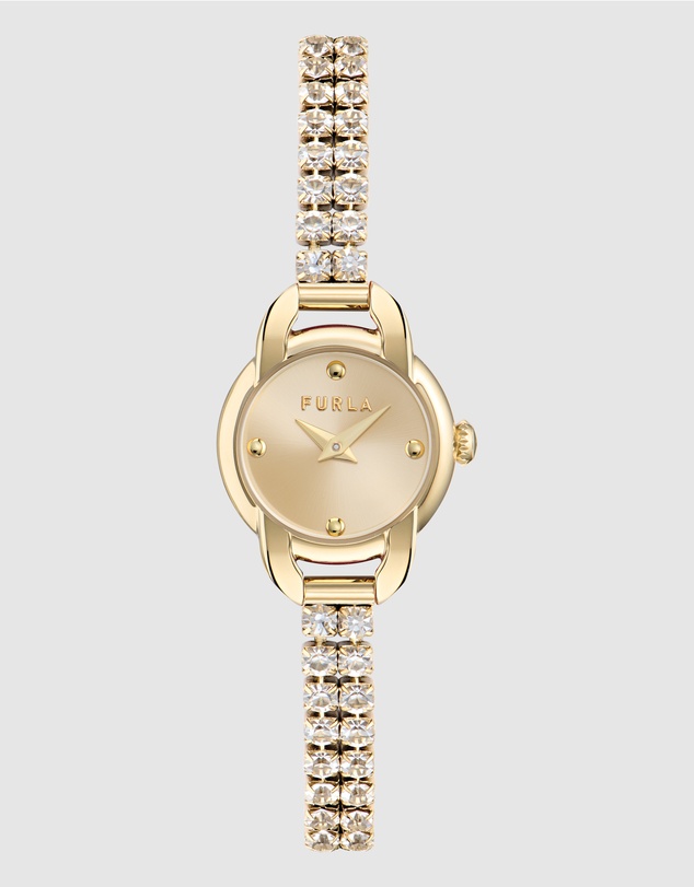 Furla - Mini Shape Gold-Tone with Crystals Bracelet Watch