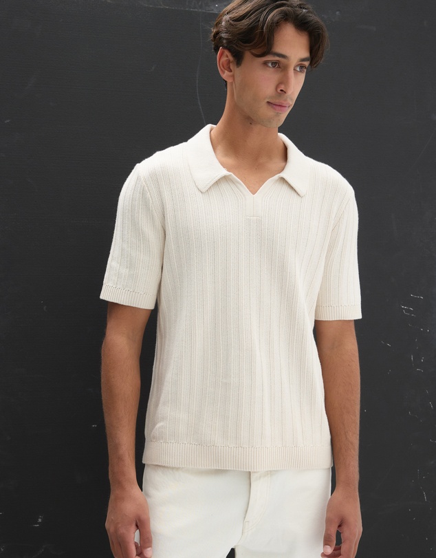 AERE - Fisherman Ribbed Knit Polo
