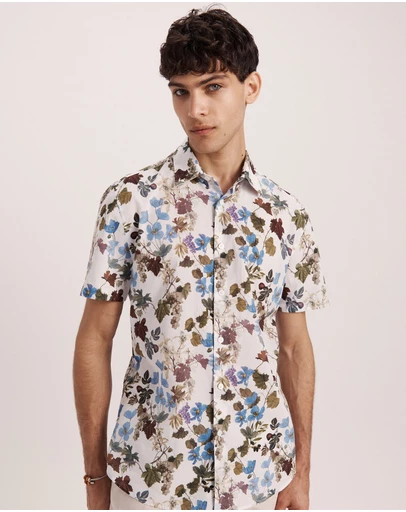 SABA - Evander Cotton Print Short Sleeve Classic Shirt