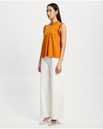 Lindsay Nicholas New York - Frill Crew Neck Shell Top