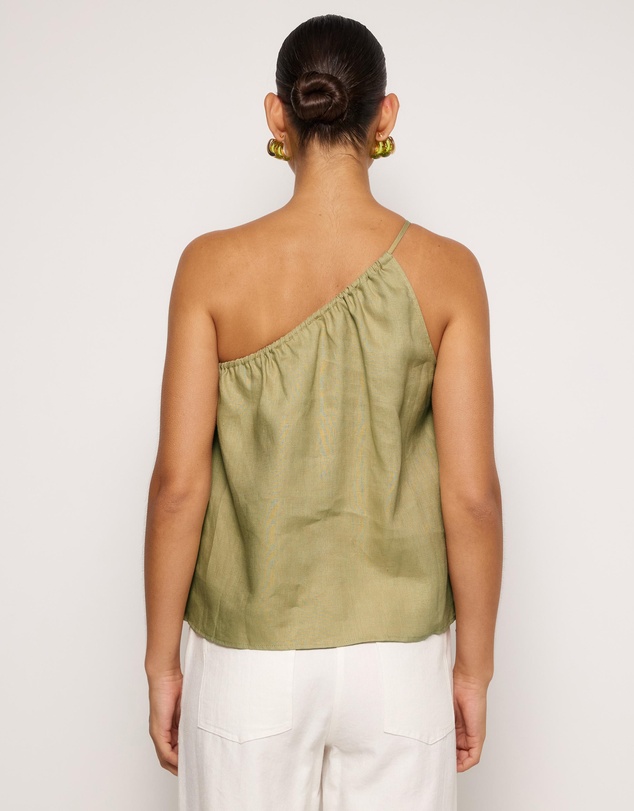 AERE - Linen Gathered One Shoulder Top