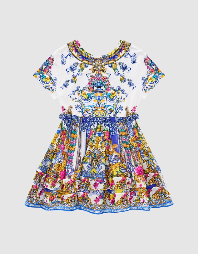 Camilla - Tee Mini Dress With Woven Frill Tutu Skirt - Kids-Teens