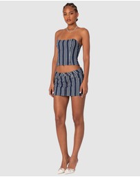 EDIKTED - Inez Striped Denim Mini Skirt