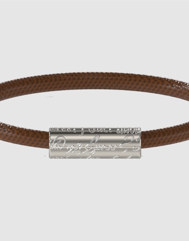 GUESS - Silver-Tone 6MM Brown Leather Bracelet