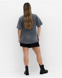 City Chic - Plus size Ryan Arizona Print Tee - grey wash