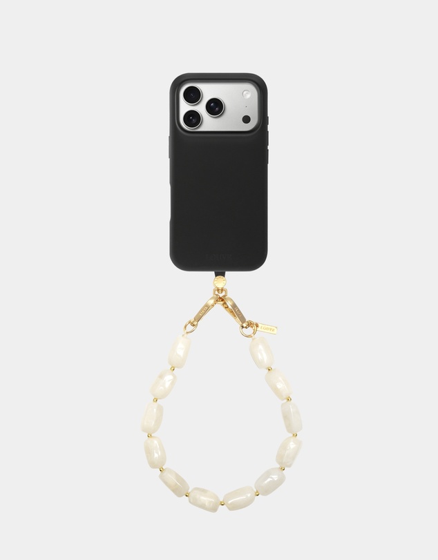 LOUVE COLLECTION - Silicone Black Case + Universal Patch + Abbey Off-White Wristlet