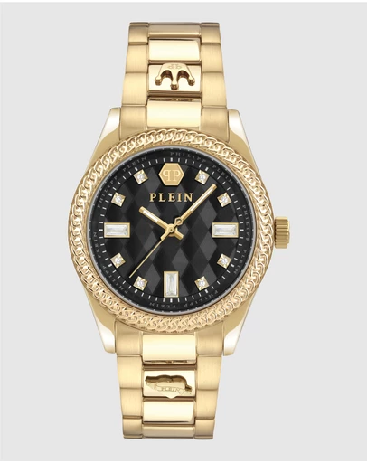 Philipp Plein - Queen 38mm Black Dial and Gold-tone bracelet