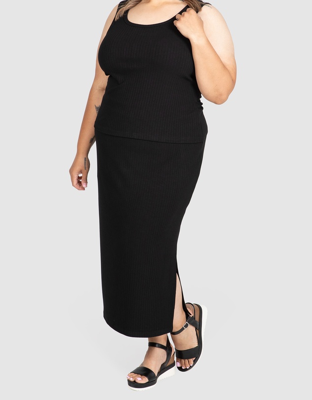 Love Your Wardrobe - Chelsea Rib Knit Midi Skirt