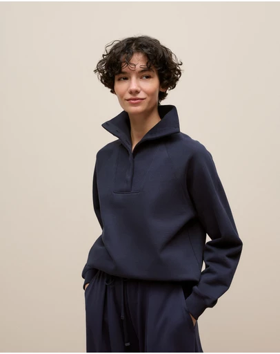 Trenery - Button Neck Sweat in Night Sky
