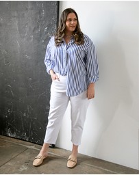 Love Your Wardrobe - Carrie Stripe Drop Shoulder Cotton Shirt