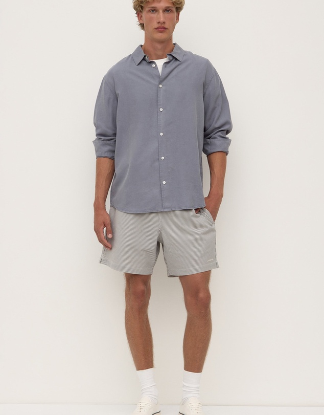 Revibe - Repaired Assembly Label Linen Mens Shirts L/S