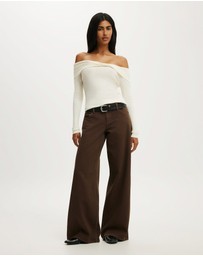 Cotton On - Twist Off Shoulder Ls Knit