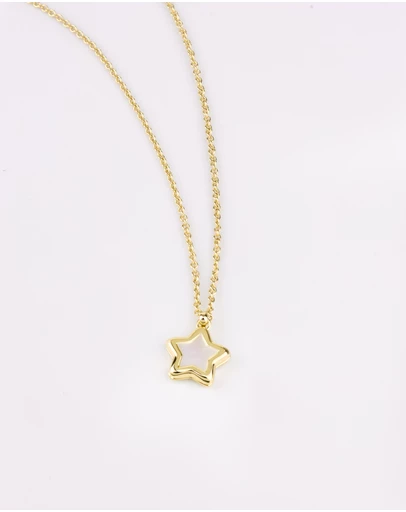 Wanderlust + Co - Star Pearl & Gold Locket Necklace