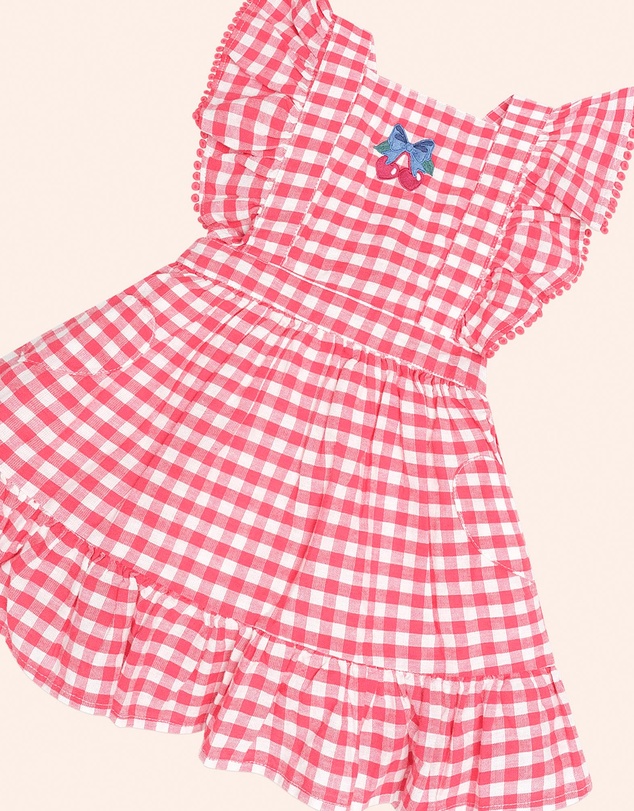 Huxbaby - Cherry Bow Gingham Pinafore Dress - Babies-Kids
