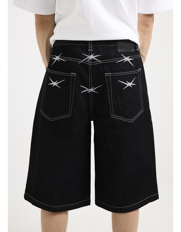 Black Noise White Rain - Aim Denim Shorts