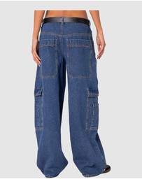 EDIKTED - Super Oversized Belted Boyfriend Jeans
