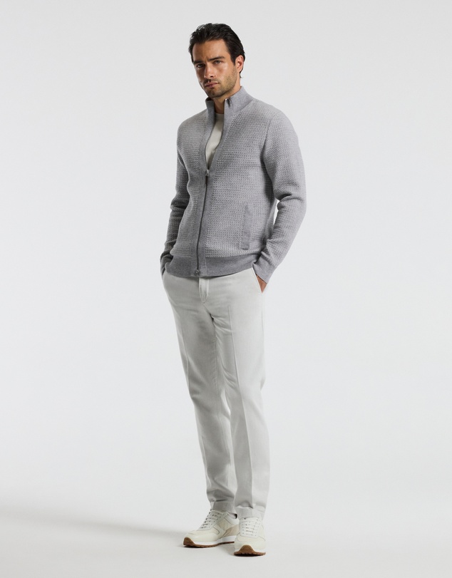 Calibre - Geometric Jacquard Cardigan Grey