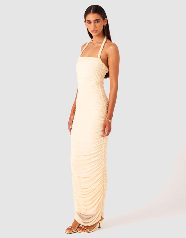 SNDYS - Gianna Ruched Halterneck Maxi Dress