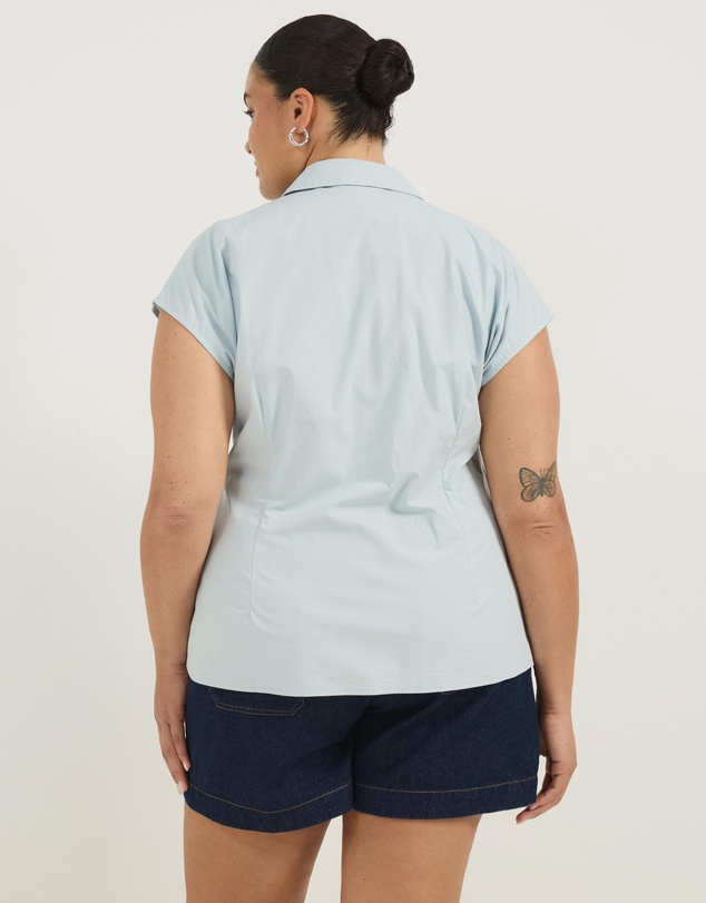Atmos&Here Curvy - Riley Cotton Tie Waist Shirt