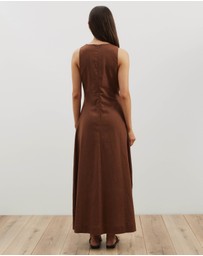 Atmos&Here - Stephanie Linen Blend Wrap Front Midi Dress