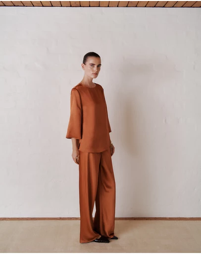 Trenery - Satin Bias Cut Pant in Sierra