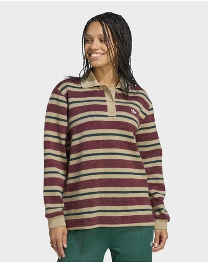 adidas Originals - STRIPE KNITTED POLO TOP Womens