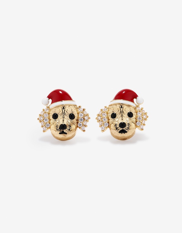 Michael Hill - Christmas Puppy Stud Earrings with Cubic Zirconia in 18kt Yellow Gold Vermeil