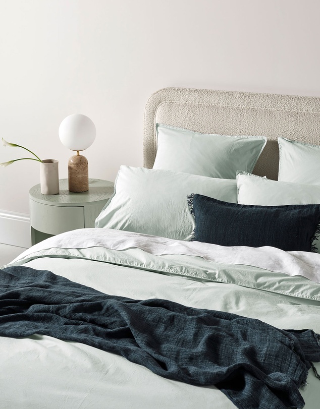Aura Home - Evie Stonewash Organic Cotton Quilt Cover in Mist