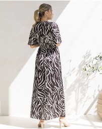 Angel Maternity - Margaux Maternity Evening Maxi Dress in Chocolate Zebra Print