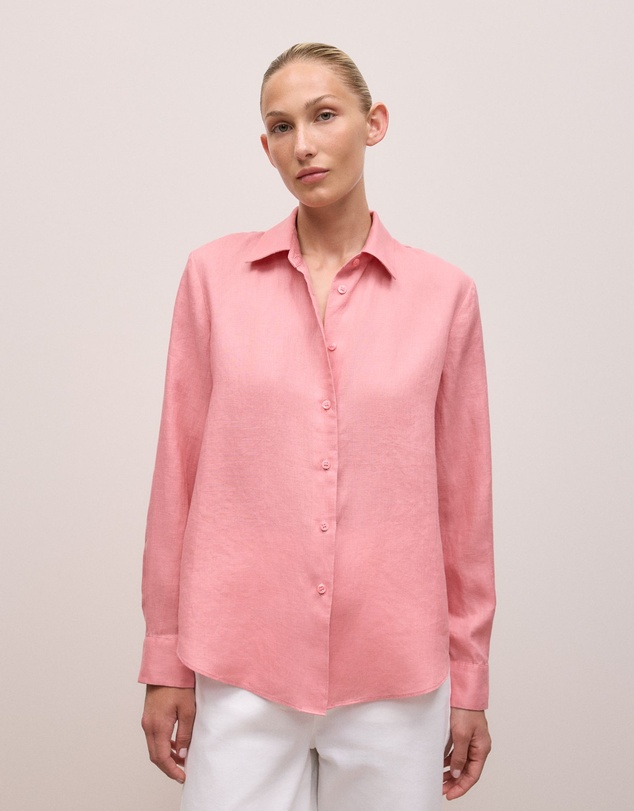 Trenery - Linen Classic Shirt in Dusty Rose