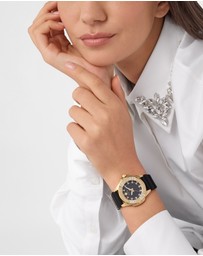 Philipp Plein - Plein Majesty Gold-tone with Crystals 38mm Black Dial and Silicone strap