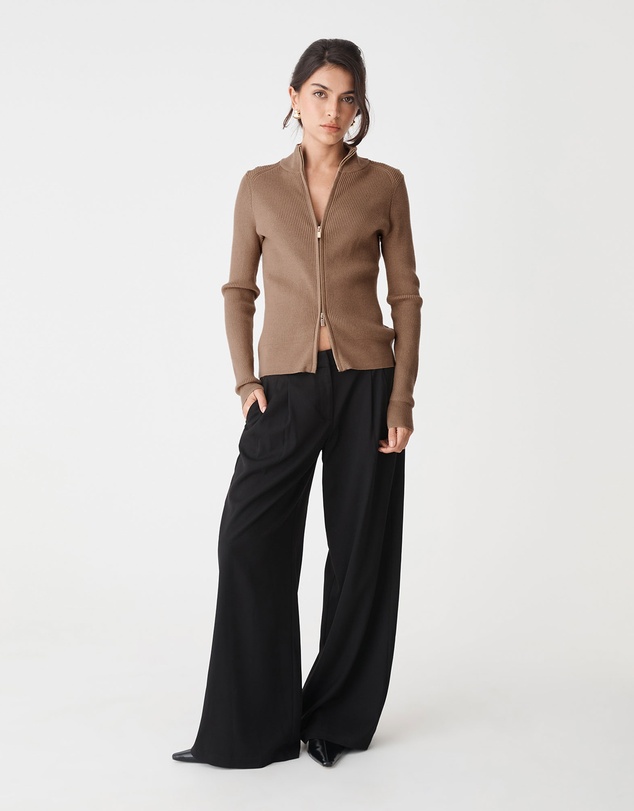 Forcast - Blake Ribbed Zip Cardigan