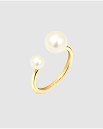 Elli Jewelry - Ring Modern Open with Freshwater Pearls in 925 Sterling Silver Gold Plated