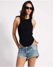 ONE TEASPOON - Hand Beaded Ramone Tank - Black