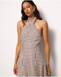 AERE - Nolana Gingham Halter Maxi Dress
