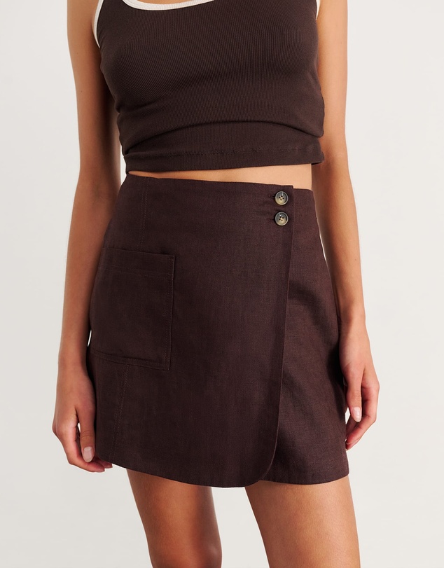 Jag - Kayla Linen Wrap Mini Skirt