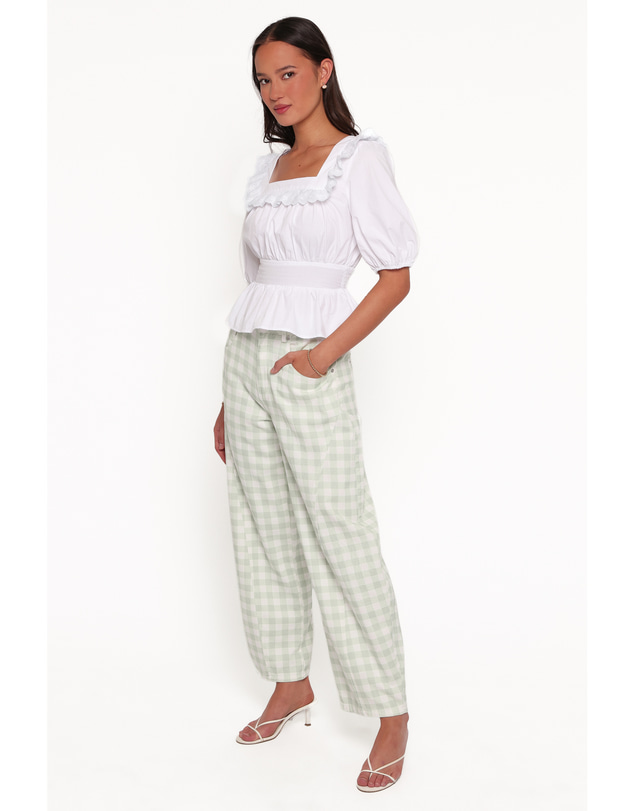 Petal & Pup - Tulsi Barrel Leg Jeans - Sage Plaid
