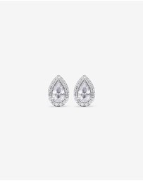 Michael Hill - Pear Cubic Zirconia Halo Stud Earrings in Sterling Silver