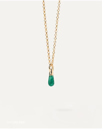 PDPAOLA - Green Aventurine Drop Pendant Necklace