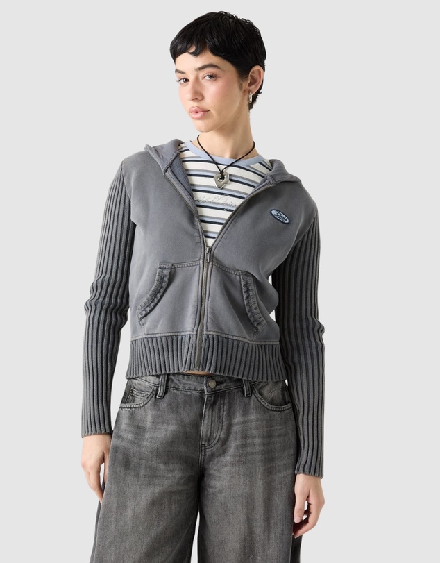 GUESS Originals - GUESS Originals Mixed Rib Zip Hoodie