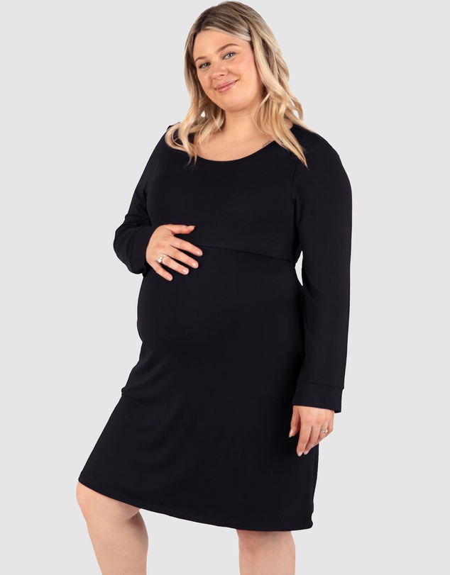 B Free Intimate Apparel - Bamboo Long Sleeve Maternity & Nursing Dress