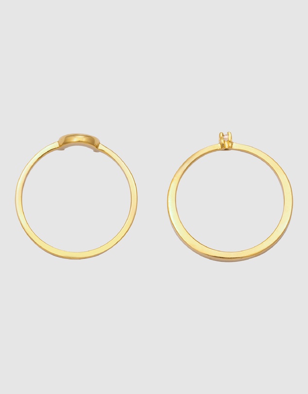 Elli Jewelry - Ring Set Crystal Moon 925 Sterling Silver Gold-Plated