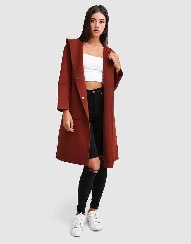 Belle & Bloom - Walk This Way Wool Blend Hooded Coat