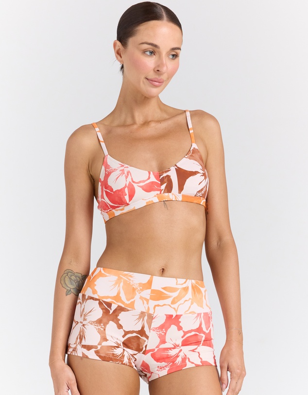 Poolside Paradiso - Java Scoop Bralette Bikini Top - Hibiscus